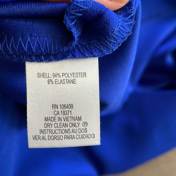 Blue Tahari faux wrap dress with belt - Picture 9 of 13